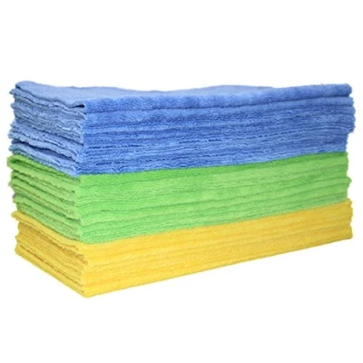 Image of POLYTE Microfibre Cleaning Towel Ultrasonic Cut Edgeless (40x40, 24 Pack, Premium, Blue,Green,Yellow)