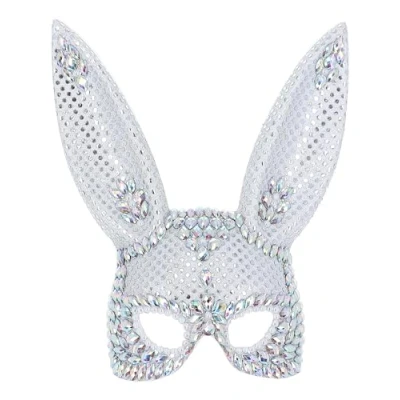 Image of Smiffys Fever Silver Jewel Bunny Mask on Elastic, Accessories Fancy Dress, Adult Dress Up Hats