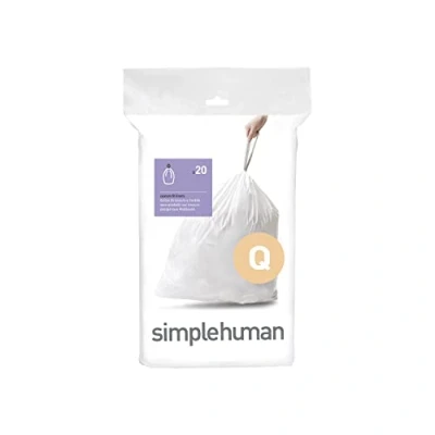 Image of simplehuman CW0176 code Q Custom Fit Bin Liners, White Plastic (Pack of 20 Liners)