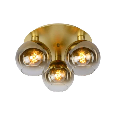 Image of Marius Retro Flush Ceiling Light 3xE27 Matt Gold, Brass