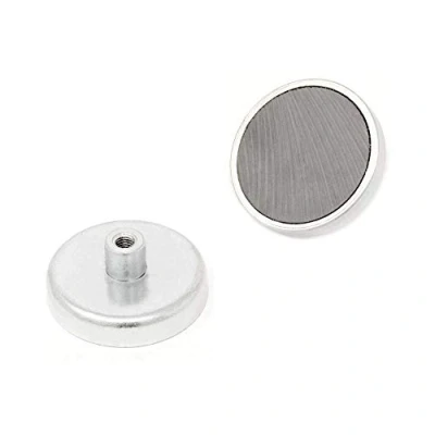 Image of Ferrite Pot Magnet with M5 Internal Thread for Arts, Crafts, Model Making, DIY and Hobbies 40mm dia x 8mm thick 5.9kg Pull