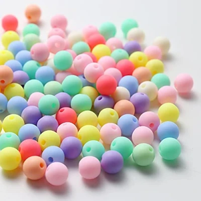 Image of HERZWILD 400pcs Mixed Colourful Beads,10mm Acrylic Round Loose Beads, Opaque Pastel Colors Beads for DIY Jewelry Making Art Craft (10mm)