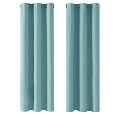 Image of Deconovo Super Soft Thermal Insulated Eyelet Curtains Blackout for Bedroom Sky Blue 42 x 72 Inch 2 Panels