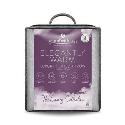 Image of Slumberdown Elegantly Warm Heated Throw Blanket Large Electric for Bed, Sofas &amp; Settees, Fleece with 10 Heat Settings Hourly Timer Cosy Snuggly, Washable, Pistachio (130 x 160)