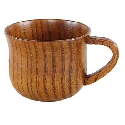 Image of Anawakia Wood Coffee Mug Wooden Tea Cup Jujube Set Natural for Beer (170ml)