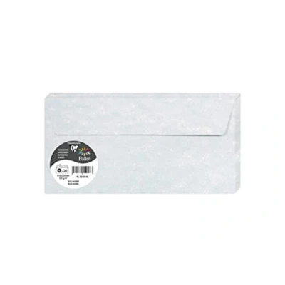 Image of Clairefontaine 120004C Pack of 20 Self Adhesive Envelopes DL Format 11x22cm 120g/m² Color Marbled Blue Invitation to Events and Correspondence Pollen Range Premium Paper