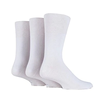 Image of 3x Pairs of Mens Plain Gentle Grip Non Elastic Socks/UK 6 11 Eur 39 45 (Plain White)