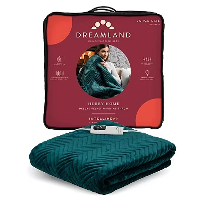 Image of Dreamland Hurry Home Deluxe Velvet Warming Throw Emerald Green 160x120cm