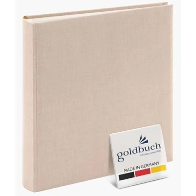 Image of Goldbuch Summertime Trend 2 24605 Photo Album with 60 White Pages Pargamine Dividers, Memory Linen Cover, for Gluing, Beige, 25 x 4 cm