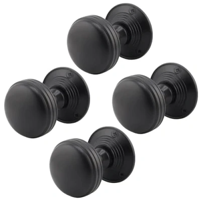 Image of EAI Lined Door Knobs Matt Black 2 Pairs of Mortice (55mm) for Internal Doors
