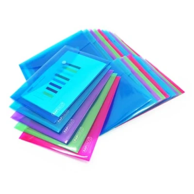 Image of Rapesco 1499 Popper Wallets, A5, Assorted Transparent Colours, Pack of 50