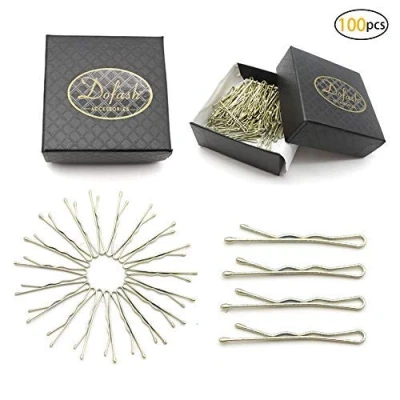 Image of Dofash Metal 100pcs Bobby Pins3.5cm/1.38&quot; Hair Clips grips for Decoration with gift box (Blonde)