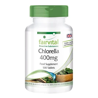 Image of Fairvital chlorella 400mg Vegan HIGH Dosage 500 Tablets 100% Powder (Chlorella vulgaris)
