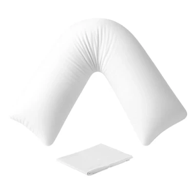 Image of EGYPTO Orthopaedic V Pillow with pillowcase Soft &amp; Breathable Anti Allergy Shaped Pillows for Neck Back Support Nursing, Pregnancy Post Surgery Triangle (White)