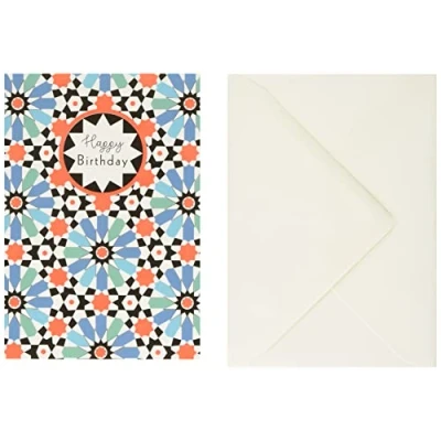 Image of Quire Touch of Neon Card Happy Birthday Tile Pattern,Multicoloured,115x163mm