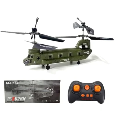Image of BAUBAUPLAY RC Helicopter for Adults, 3CH Remote Control, Army Green, Military Theme, One key Takeoff/Landing/Return, Emergency Stop, 6 8min Flight Time, Ages 16+