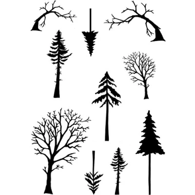 Image of Card io Mini Tall Trees Clear Stamp Set, Synthetic Material, 16 x 8.4 0.4 cm,Transparent