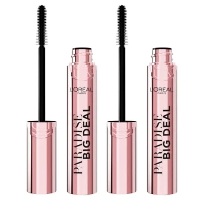 Image of L&#039;Oréal Paris Paradise Big Deal Black Mascara Lash lengthening Volumizing Smudge Proof Intense Look Layerable Buildable Smoothfinity Formula with Cross Conic Brush 2 Mascaras