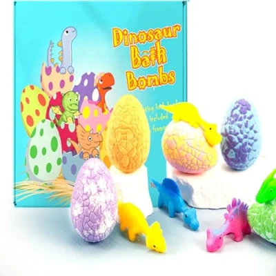 Image of Bath Bombs for Kids with Surprise Toys Inside 6Pcs Organic Bomb Set Dinosaur Fizzers Ball Gift Boys Girls Ages 3 4 5 6 7 8 Gifts Birthday Christmas Party Favors (100gx6)