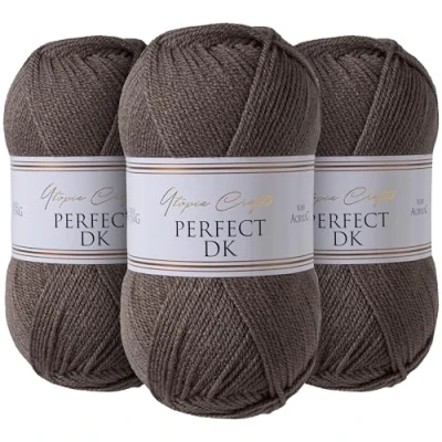 Image of Utopia Crafts DK Double Knitting Yarn 3X 100g (Steel Grey)