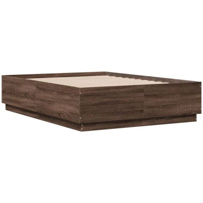 Image of vidaXL Bed Frame without Mattress Brown Oak 135x190 cm Double