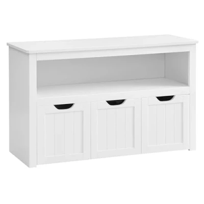 Image of VASAGLE Toy Storage for Kids, Kids Unit, Cabinet with Wheels, 30 x 102 60 cm, Bookcase, 3 Drawers, Living Room, Children&#039;s Playroom, White LHS380W01