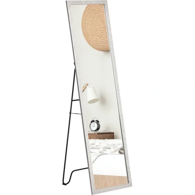 Image of HOMCOM Full Length Mirror Free Standing Dressing with PS Frame Modern Wall for Living Room and Bedroom 34 x 144cm, Silver