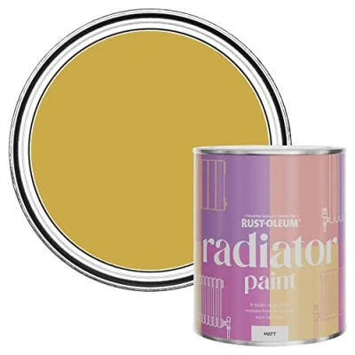 Image of Rust Oleum Yellow Heat Resistant Radiator Paint in Matt Finish Lemon Jelly 750ml (SHDRCT1157)