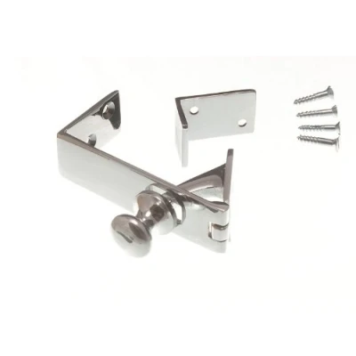 Image of Brass Counter Flap Catch and Stay Chrome Plated with Screws