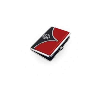 Image of BRISA VW Collection Volkswagen Metal Business Card Holder Case Etui with T1 Bus Design (Unisex Adult, Red &amp; Black)