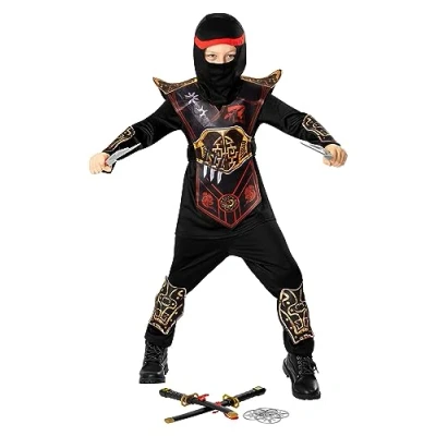 Image of Forum Red Ninja Child&#039;s Costume, Size 5 6 Years Halloween