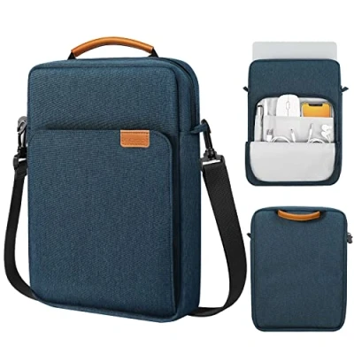 Image of MoKo 13.3 14 Inch Laptop Sleeve Bag Fits MacBook Air 13 M3 M2 2024 2018, Pro 2021, Tab S8 Ultra 14.6&quot;, Handle Carrying Case with Shoulder Strap, Indigo