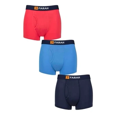 Image of Mens 3 Pack Farah Bamboo Fitted Keyhole Trunks Navy / Blue S