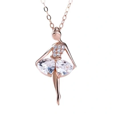 Image of KONFEN Ballerina Dancer Necklace for Women, 925 Sterling Silver Ballet Pendant Girls with Zircon, Ladies Jewellery Gift Her Girlfriend Anniversary Birthday Christmas, Gold