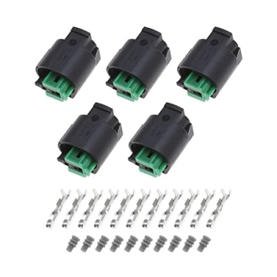 Image of ECSiNG 5 Sets 2 Pin Temperature Sensor Connector 1 967644 968405 Female Connectors with Terminals &amp; Seals Plug Kit
