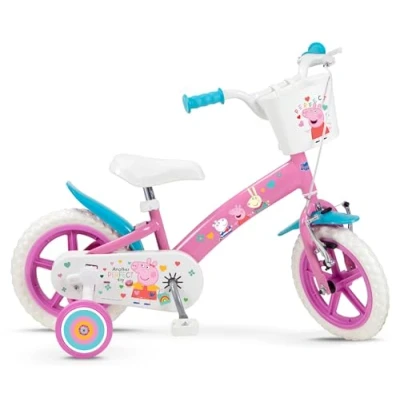 Image of Toimsa Peppa Pig 12 inch Bicycle/Kids Bike learn to ride outdoors, with training wheel stabilisers and mudguard, for children/youth age 3 5 Years, Pink