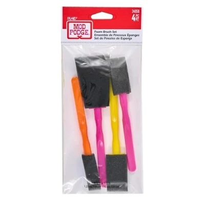 Image of Mod Podge Foam Brush Set x4, Yellow, Orange, Pink