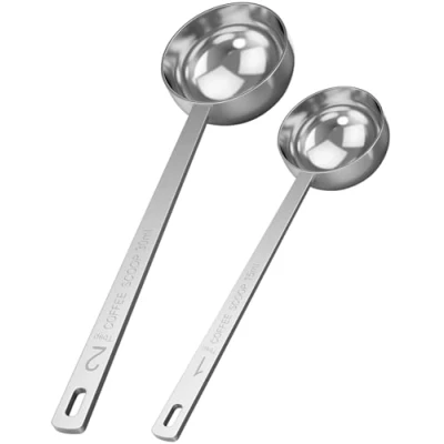 Image of ORBLUE Stainless Steel Coffee Scoop Set: Measuring Spoons for Ground Coffee, Espresso, Tea, Sugar &amp; Milk Powder 2 Sizes