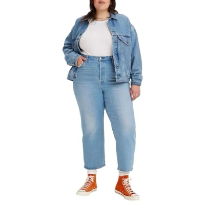 Image of Levi&#039;s Women&#039;s Plus Size Ribcage Straight Ankle Jeans, Light Indigo Worn In, 16 M