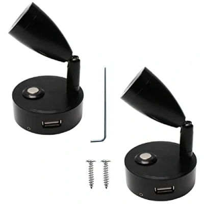 Image of JUTTAUTO 12V LED Spot Reading Light with USB, ON/Off Touch Dimmable Switch Campervan Interior Lights Bedside Wall Lamps for Caravan Motorhome Boat