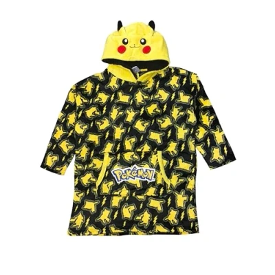 Image of Pokemon, Boys or Girls Hooded Lounge Gown Hoodie with Pockets featuring Pikachu, One size Age 7 13 Years