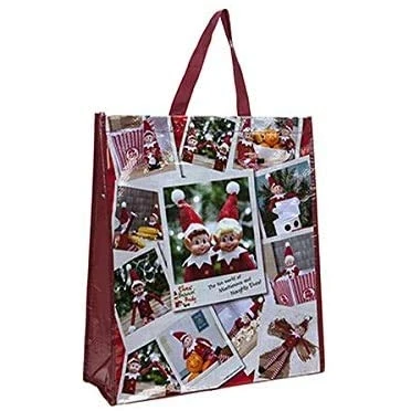 Image of PMS 16x18x6&quot; ELF COLLAGE DESG WOVEN 140gsm BAG W/HANGTAG