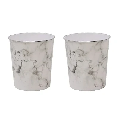 Image of JVL Small Marble Waste Paper Bin, Set of 2