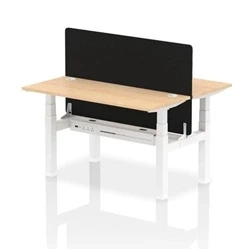 Image of Air B2B 1400x600mm Adjustable 2P Bench Desk CP Maple/White + Screen