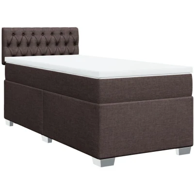 Image of vidaXL Box Spring Bed with Mattress Dark Brown 90x200 cm Fabric