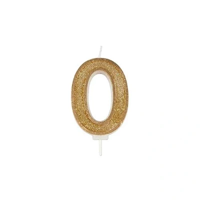 Image of CULPITT Sparkle Number Candles for Cake &amp; Cupcakes, Single Numbers from 0 9, Say Happy Birthday with These Candle Sparklers, Celebrate Birthdays Anniversaries Flair Gold Zero