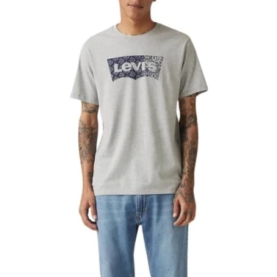 Image of Levi&#039;s Graphic Crewneck TEE Print Tshirt, Men&#039;s, Size: XL, Mid tone heather grey