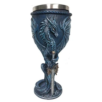 Image of Nemesis Now Ruth Thompson Sea Blade Blue Water Dragon Goblet Glass, One Size