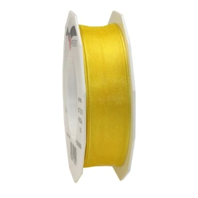 Image of C.E. Pattberg Präsent Four Seasons Organza wired edge Ribbon Yellow 25 mm width, m length