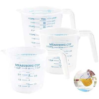 Image of Surflyee Plastic Measuring Jugs 3PCS, Kitchen Baking Set, 1000ML, 500ML, 250ML, BPA Free Cups Clear, Easy to Read Measurements Cooking with Accuracy